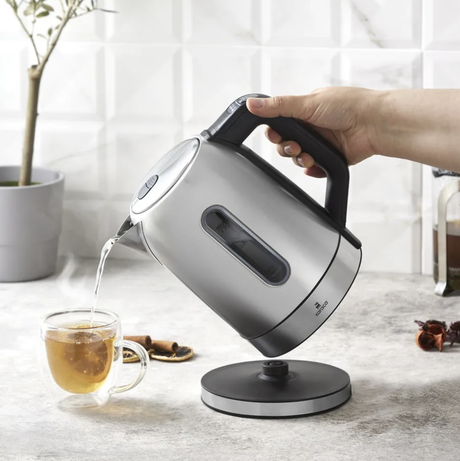 Karaca Inox Water Kettle 2200W with Temperature Adjustable and Led Light 2204​