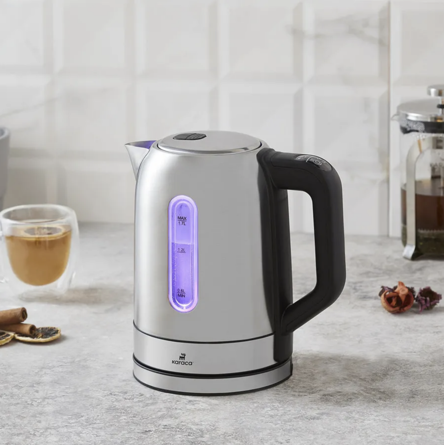 Karaca Inox Water Kettle 2200W with Temperature Adjustable and Led Light 2204​