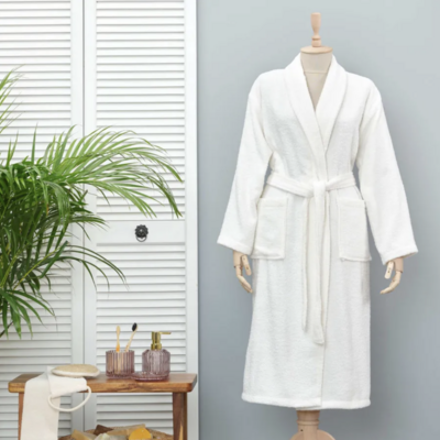 Karaca Home Daıly Soft Off white 100% Cotton Bathrobe for Women S/M