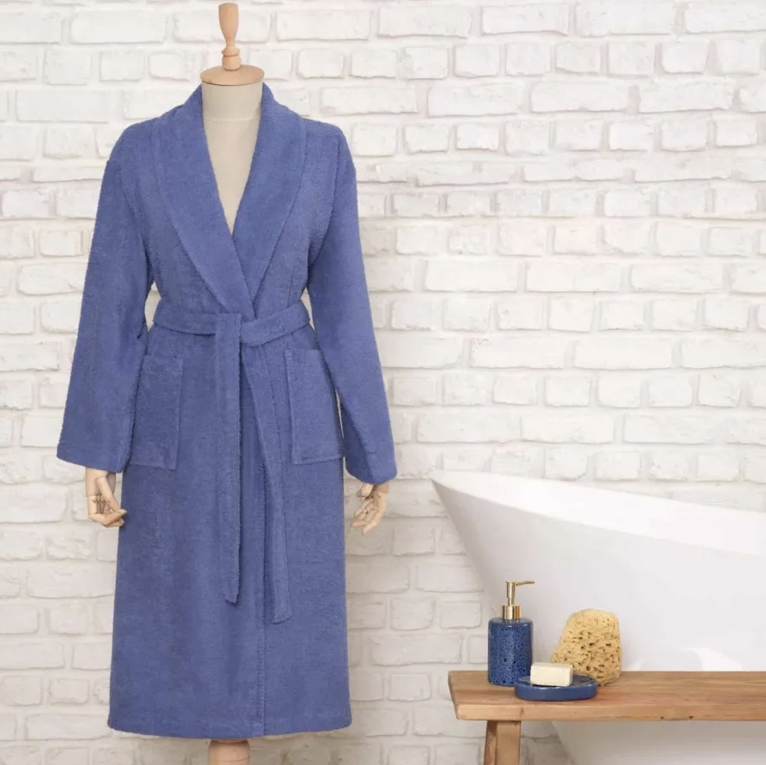 Karaca Home Daily Soft 100% Cotton Men’s Bathrobe L/XL Indigo