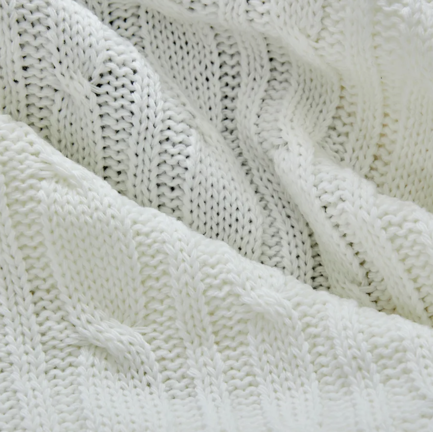Karaca Home Bone Color Cable Knit Throw Oeko-Tex Certified