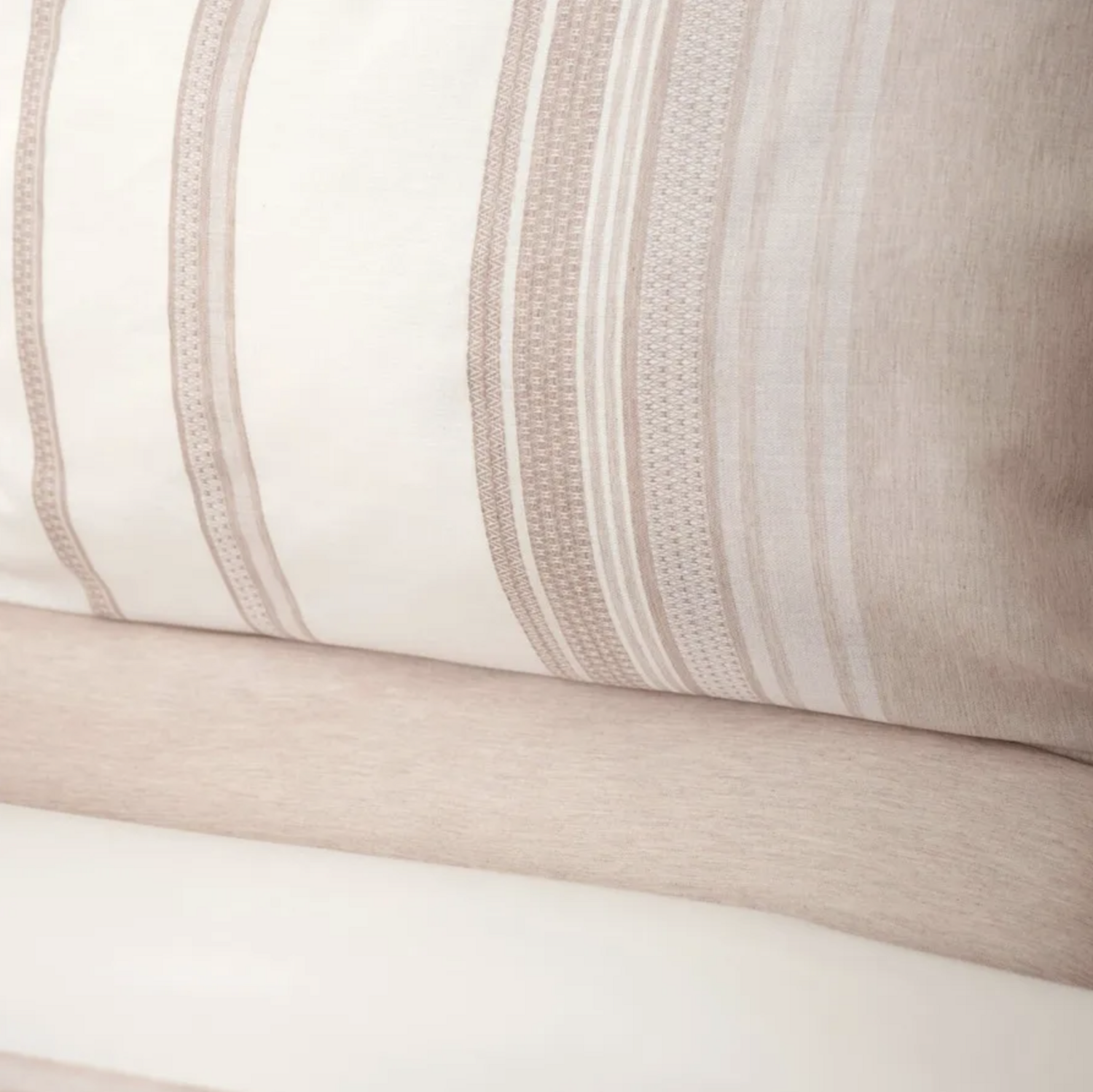 Karaca Home Vetro Beige Double Yarn Dyed Duvet Cover Set