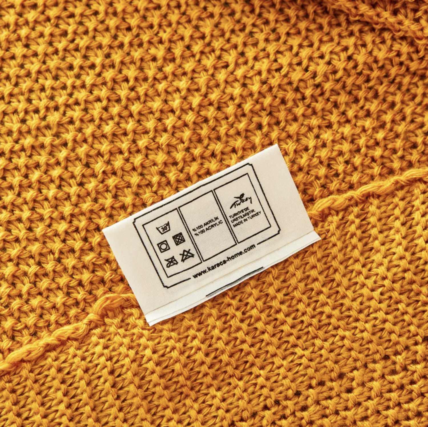 Karaca Home Ochre Double Seed Stitch Throw Oeko-Tex Certified