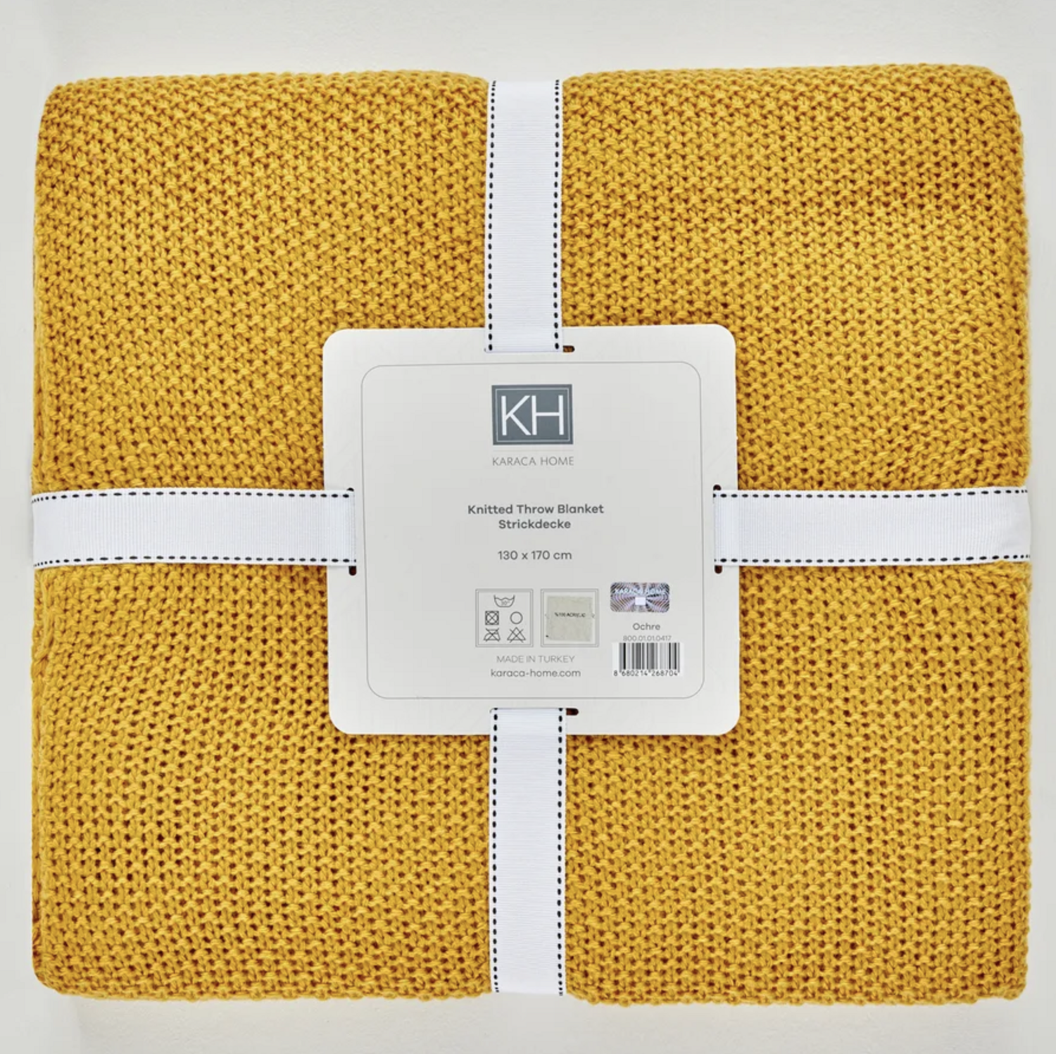 Karaca Home Ochre Double Seed Stitch Throw Oeko-Tex Certified