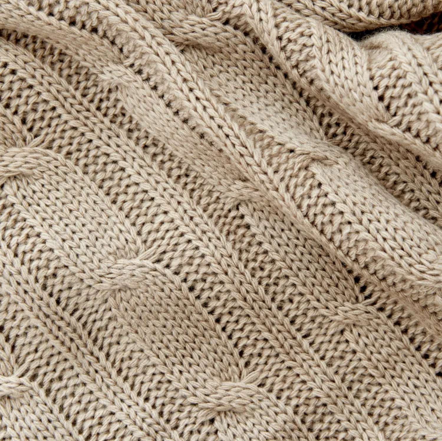 Karaca Home Dark Beige Cable Knit Throw Oeko-Tex Certified