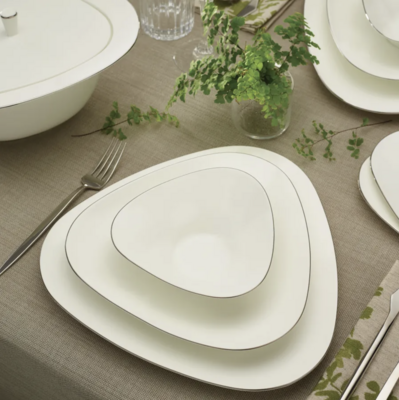 Karaca Fine Pearl Trio Platinum 62 Pieces Dinnerware Set for 12