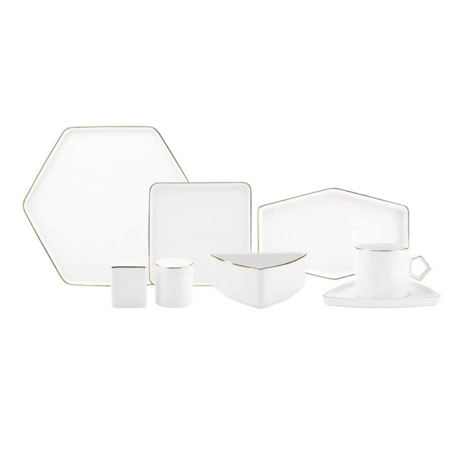 Karaca Streamline Geo Gold 28 Piece 6 Person Breakfast/Service Set