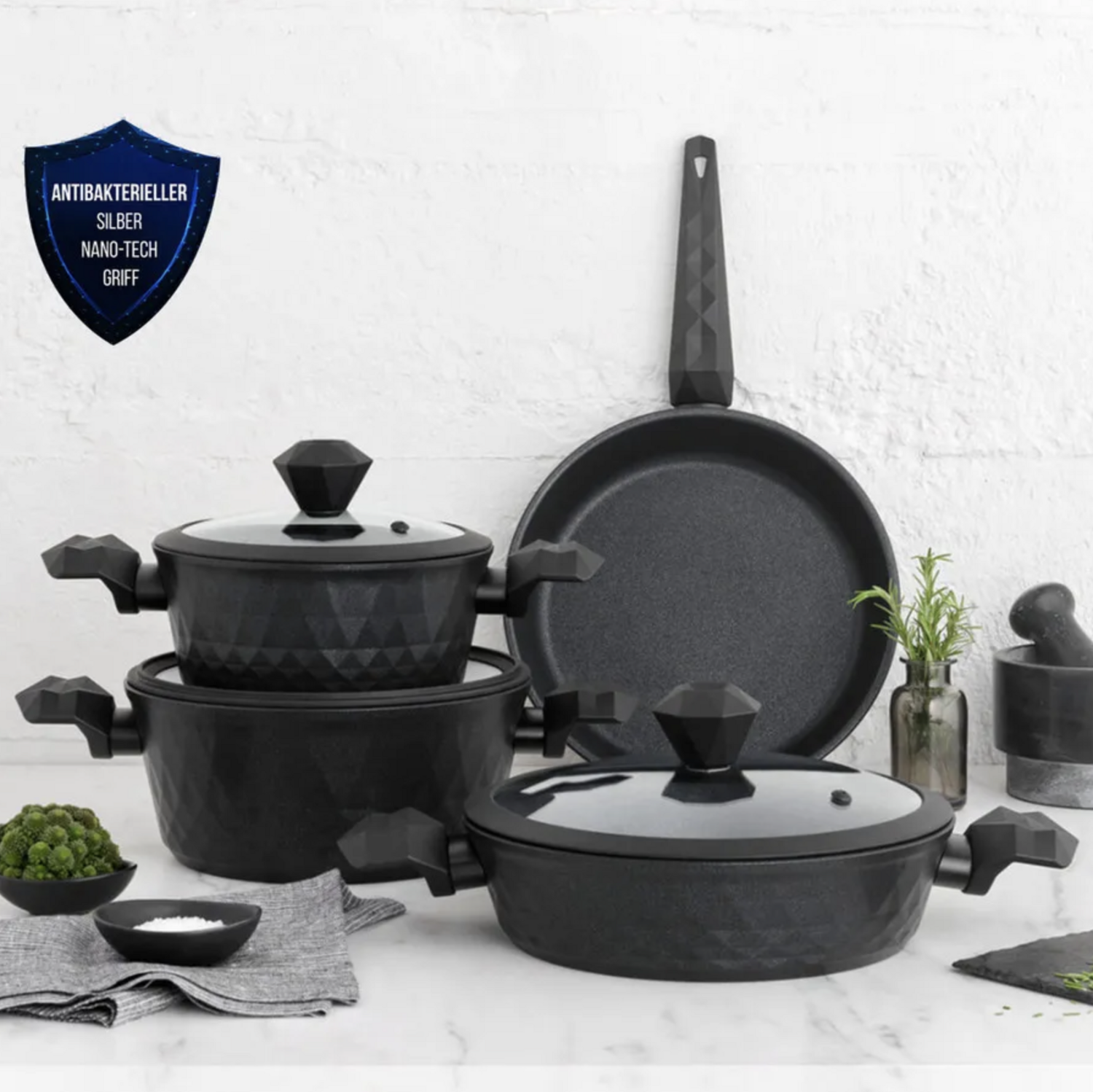 Karaca Bio Diamond 7 Piece Antibacterial Cookware Set