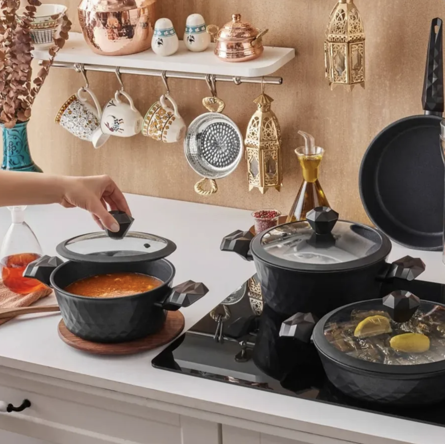 Karaca Bio Diamond 7 Piece Antibacterial Cookware Set