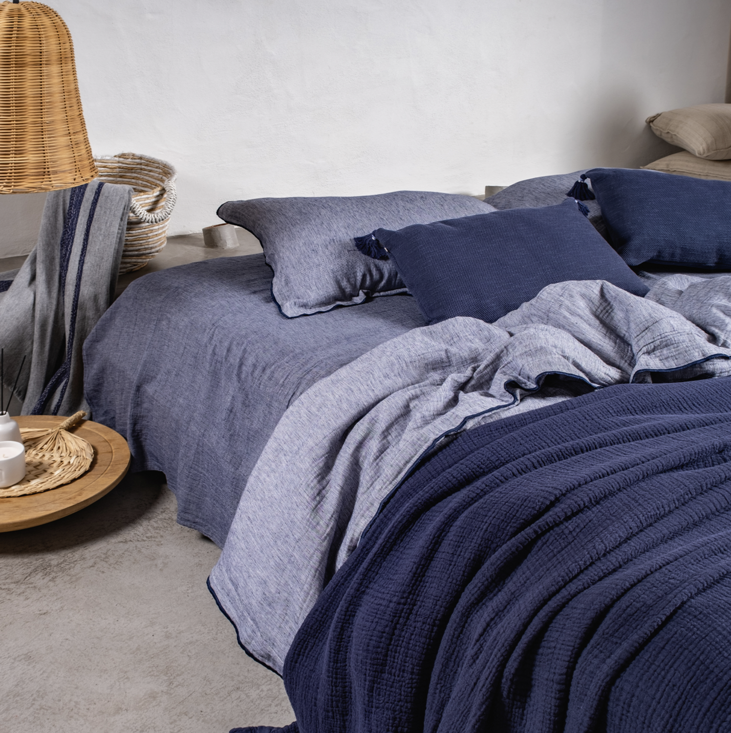 Buldans Costa 2 Person Bed Linen Set Navy Blue
