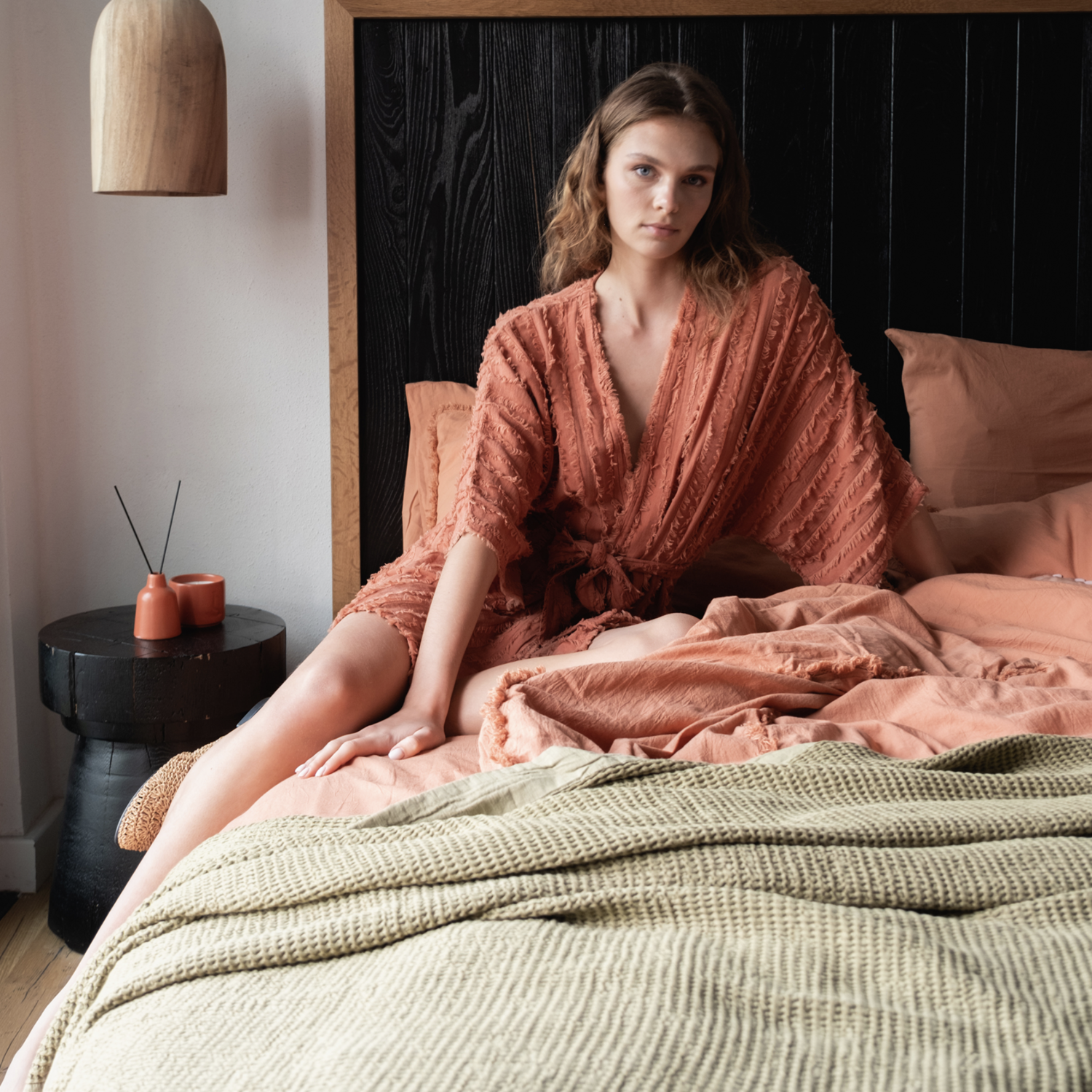 Buldans Bohem Bed Cover  180x240 cm Thyme Green