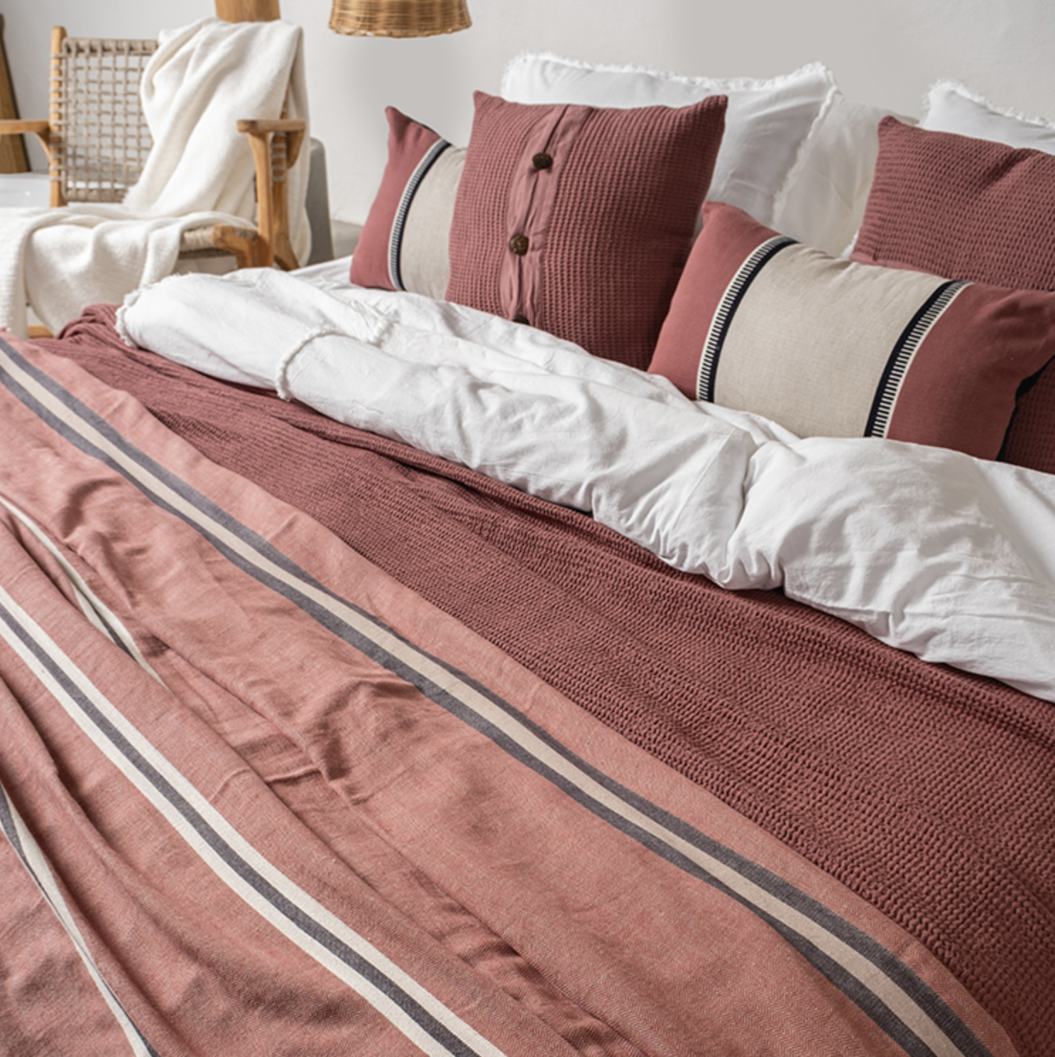 Buldans Aren Deken 240x260 cm Rustiek Bordeaux