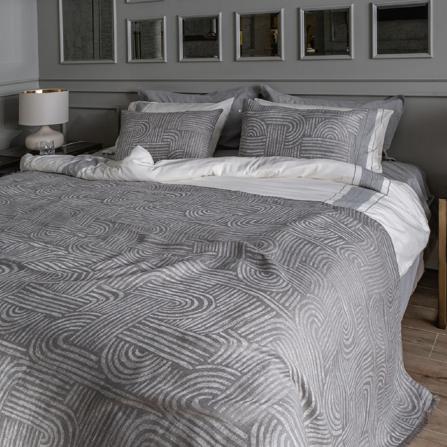 Buldans Miro 100% Linen Bed Cover 180x240 cm Gray