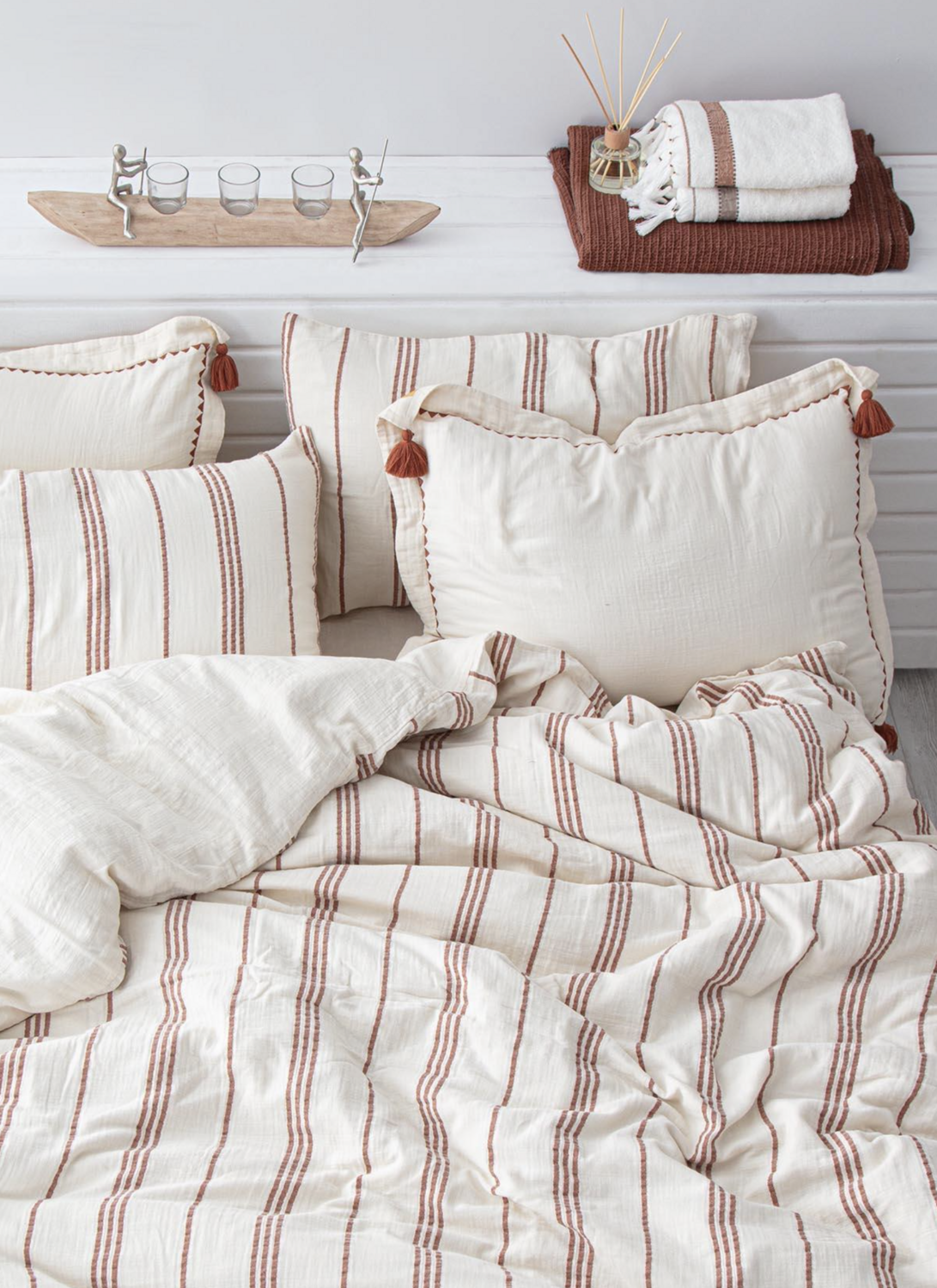Ecocotton Izgi Two Person Comforter Cover Set 100% Organic Cotton Muslin Terra 200x220 cm