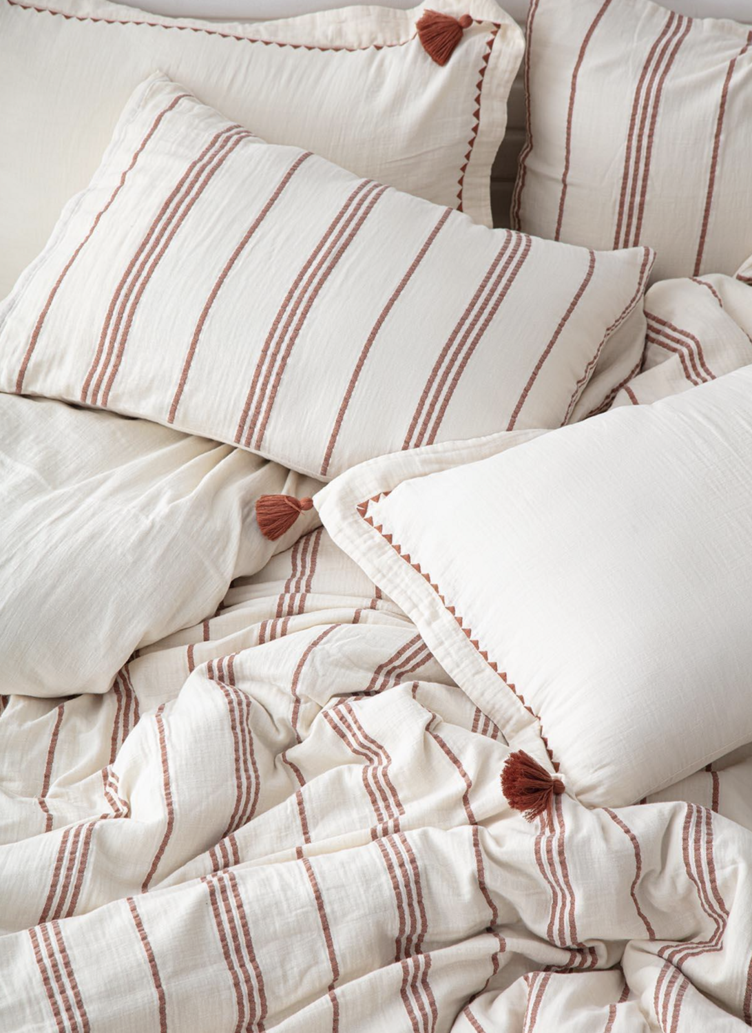 Ecocotton Izgi Two Person Comforter Cover Set 100% Organic Cotton Muslin Terra 200x220 cm