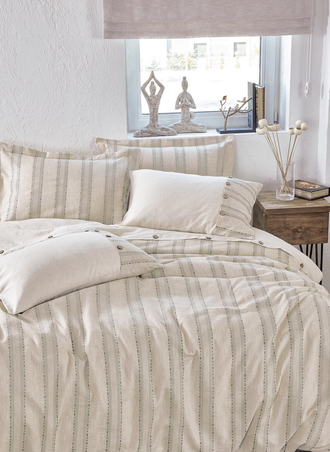 Ecocotton Delfin Dekbedovertrek Set 100% Organisch Katoen Linnen Groen 200x220cm