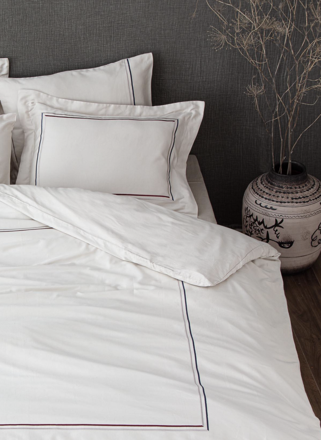 Ecocotton Maritime Two Person Duvet Cover Set 100% Organic Cotton Satin Embroidered Beige 200x220 cm