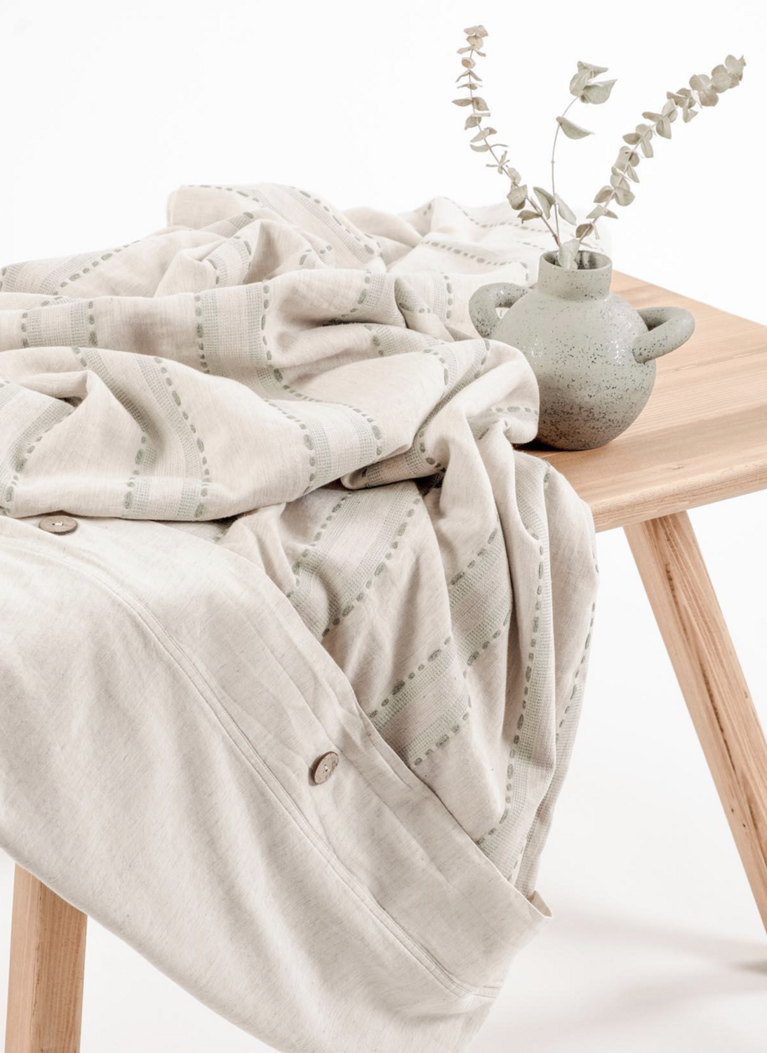 Ecocotton Delfin Dekbedovertrek Set 100% Organisch Katoen Linnen Groen 200x220cm