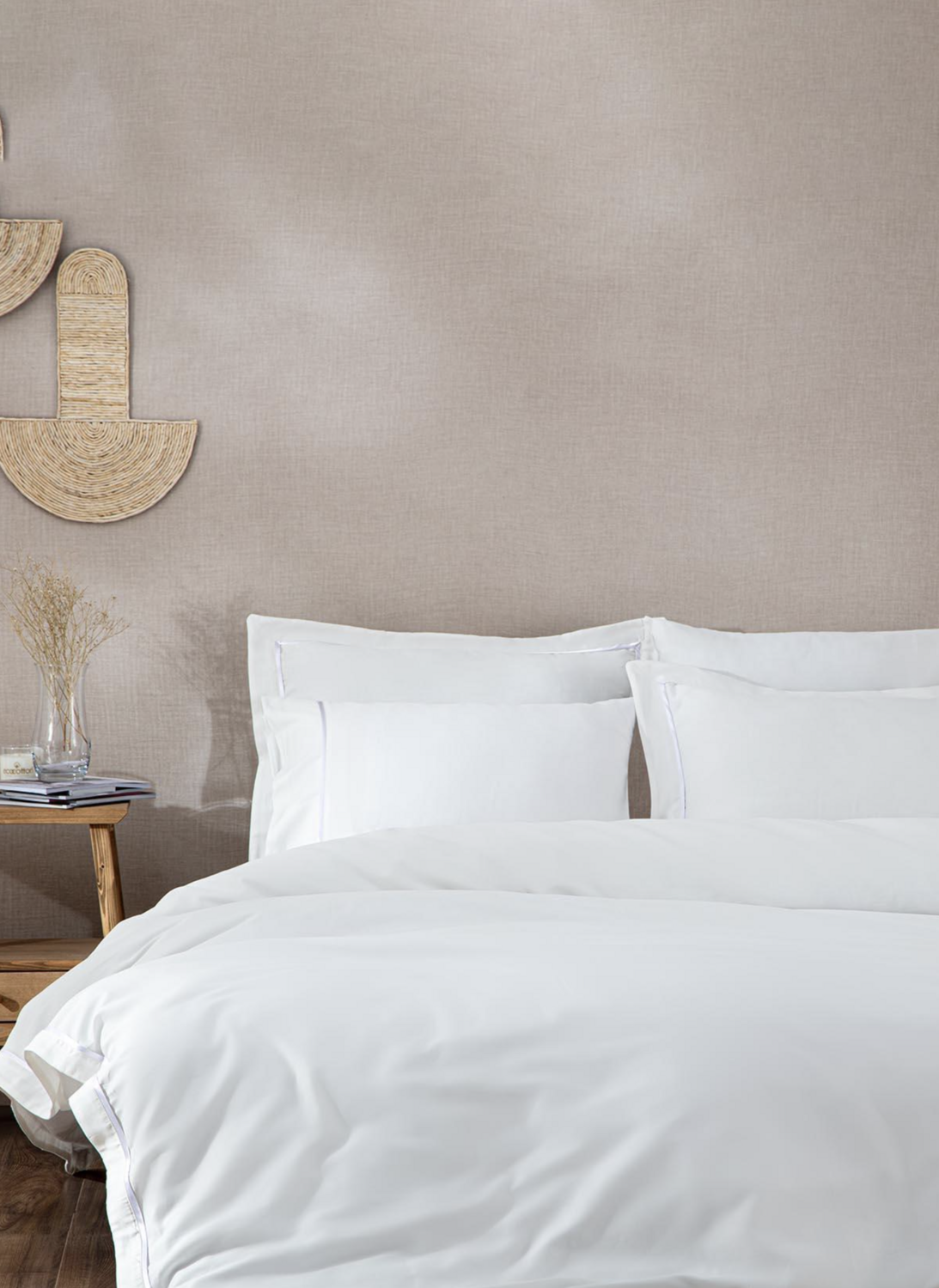 Ecocotton Meva Dekbedovertrek Set 100% Biologisch Katoen Satijn Geborduurd Crème-Zilver 200x220 cm