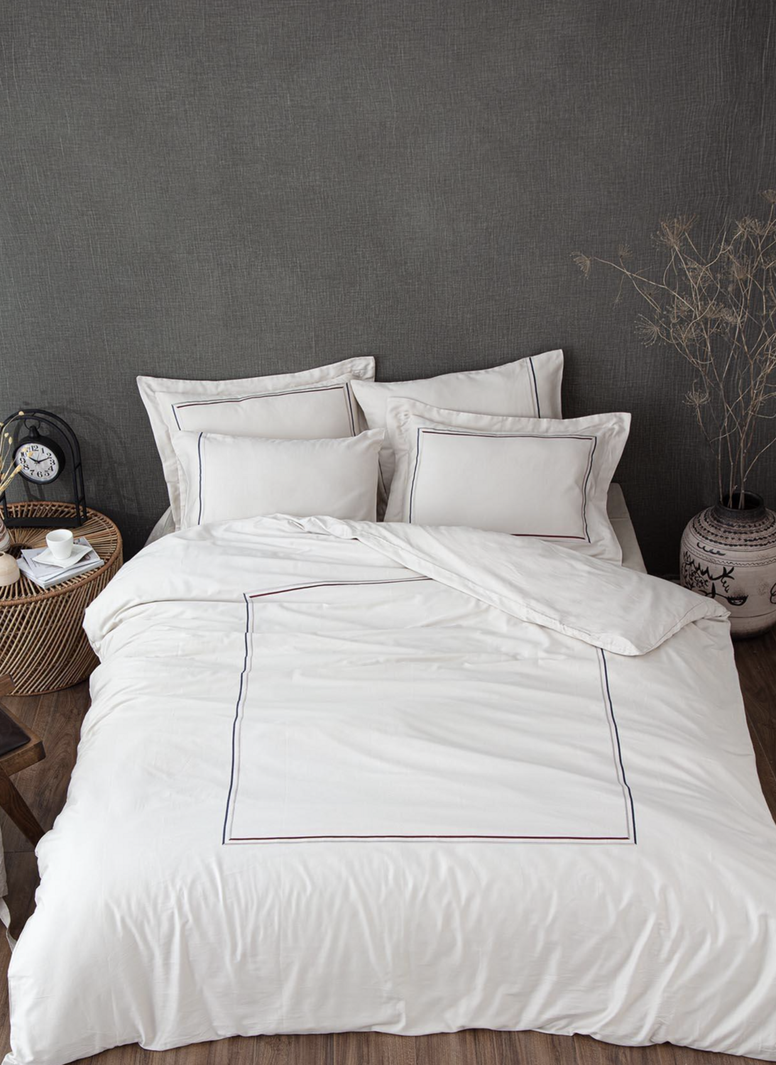 Ecocotton Maritime Two Person Duvet Cover Set 100% Organic Cotton Satin Embroidered Beige 200x220 cm