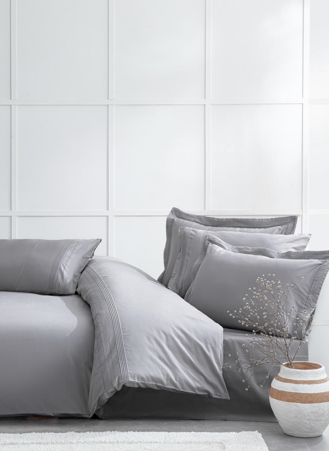 Ecocotton Rana Two Person Duvet Cover 100% Organic Cotton 300 TC Satin Gray 200x220 Cm