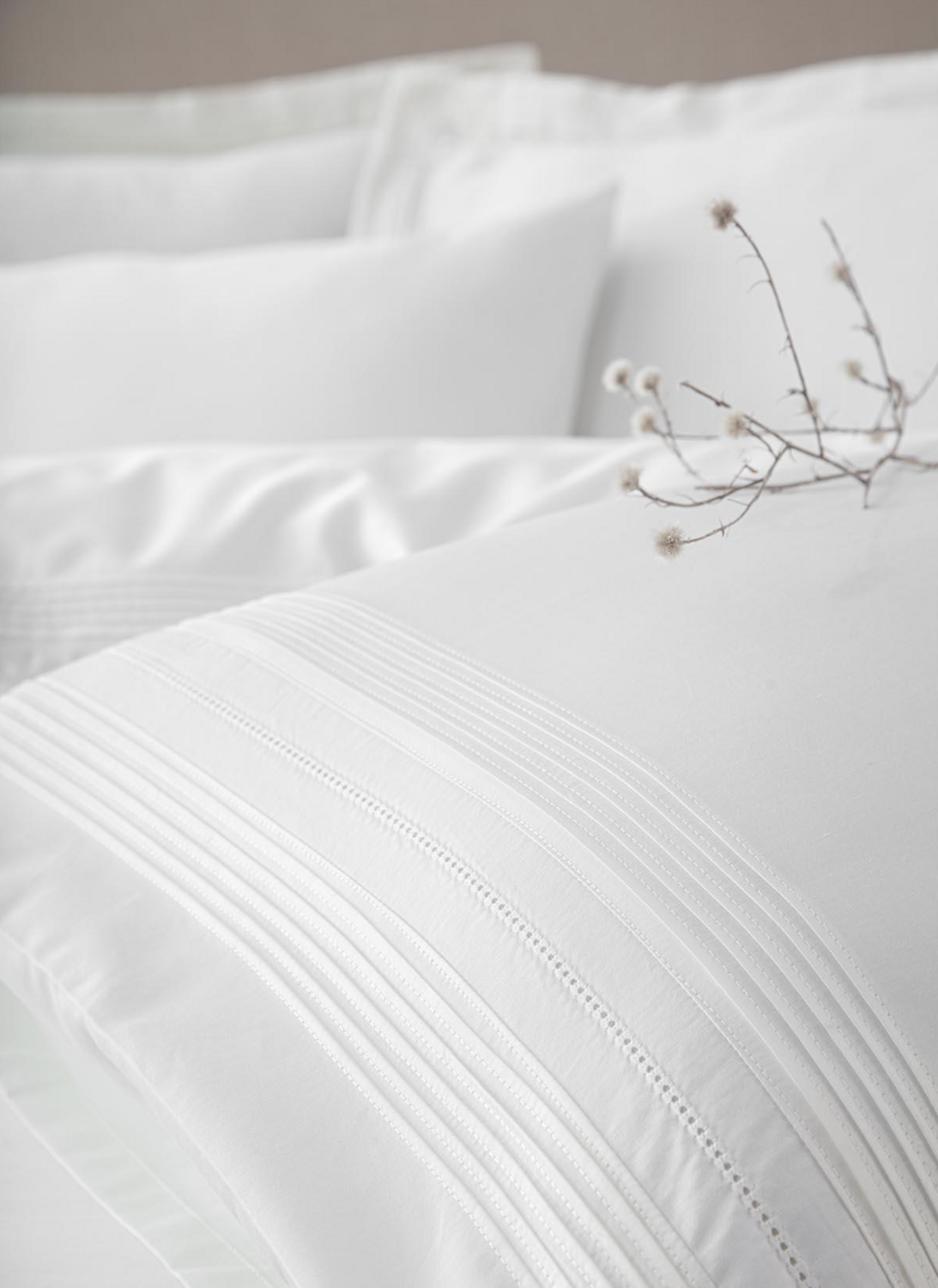 Ecocotton Rana Two Person Duvet Cover 100% Organic Cotton 300 TC Satin Cream 200x220 Cm