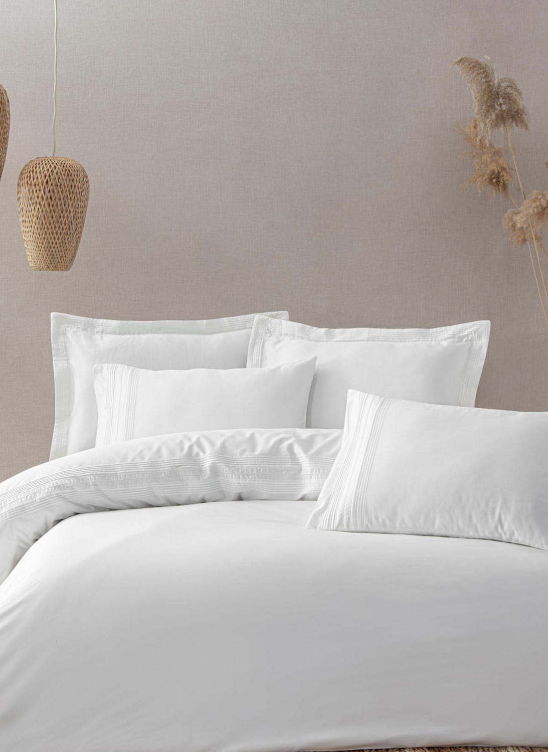 Ecocotton Rana Two Person Duvet Cover 100% Organic Cotton 300 TC Satin Cream 200x220 Cm