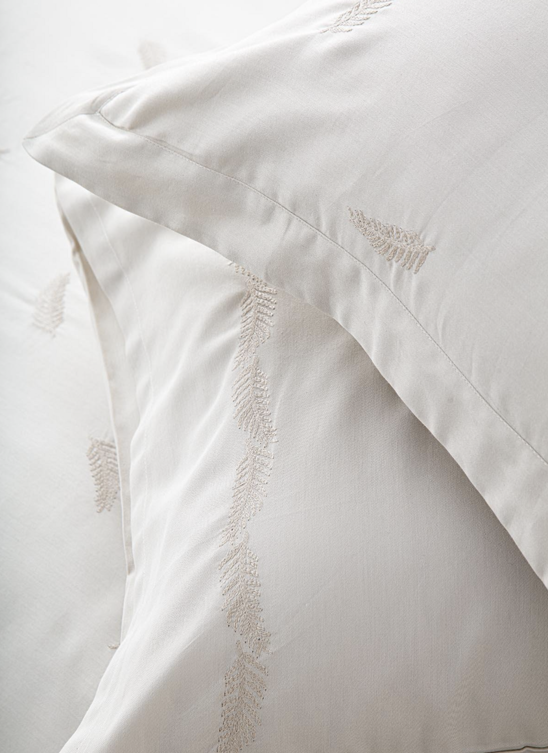 Ecocotton Guz Two Person Duvet Cover Set 100% Organic Cotton Satin Sateen Broderie Beige 200x220 Cm