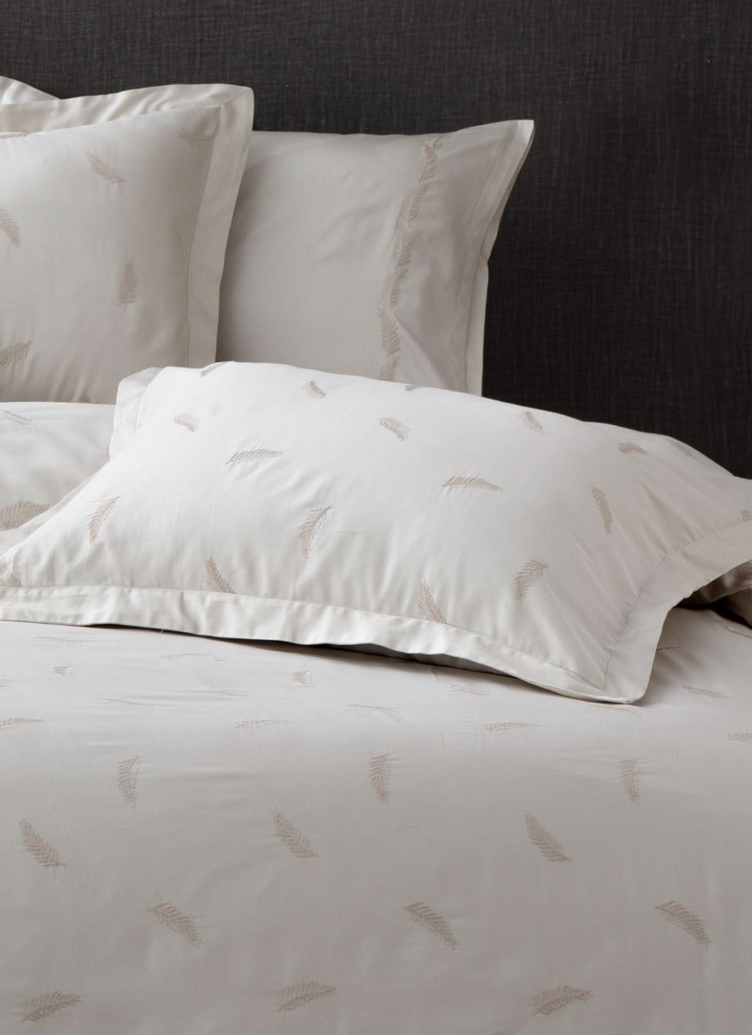 Ecocotton Guz Two Person Duvet Cover Set 100% Organic Cotton Satin Sateen Broderie Beige 200x220 Cm