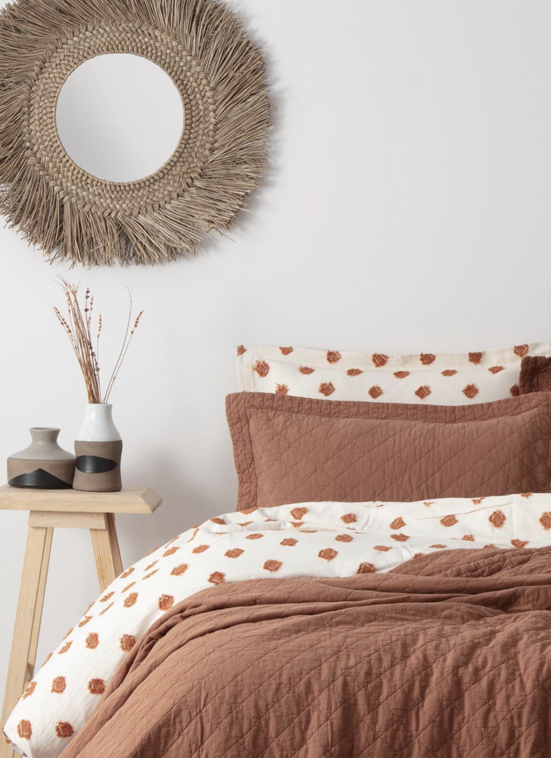 Ecocotton Reha Two Person Bedspread Set 100% Cotton Terra 240x260 cm