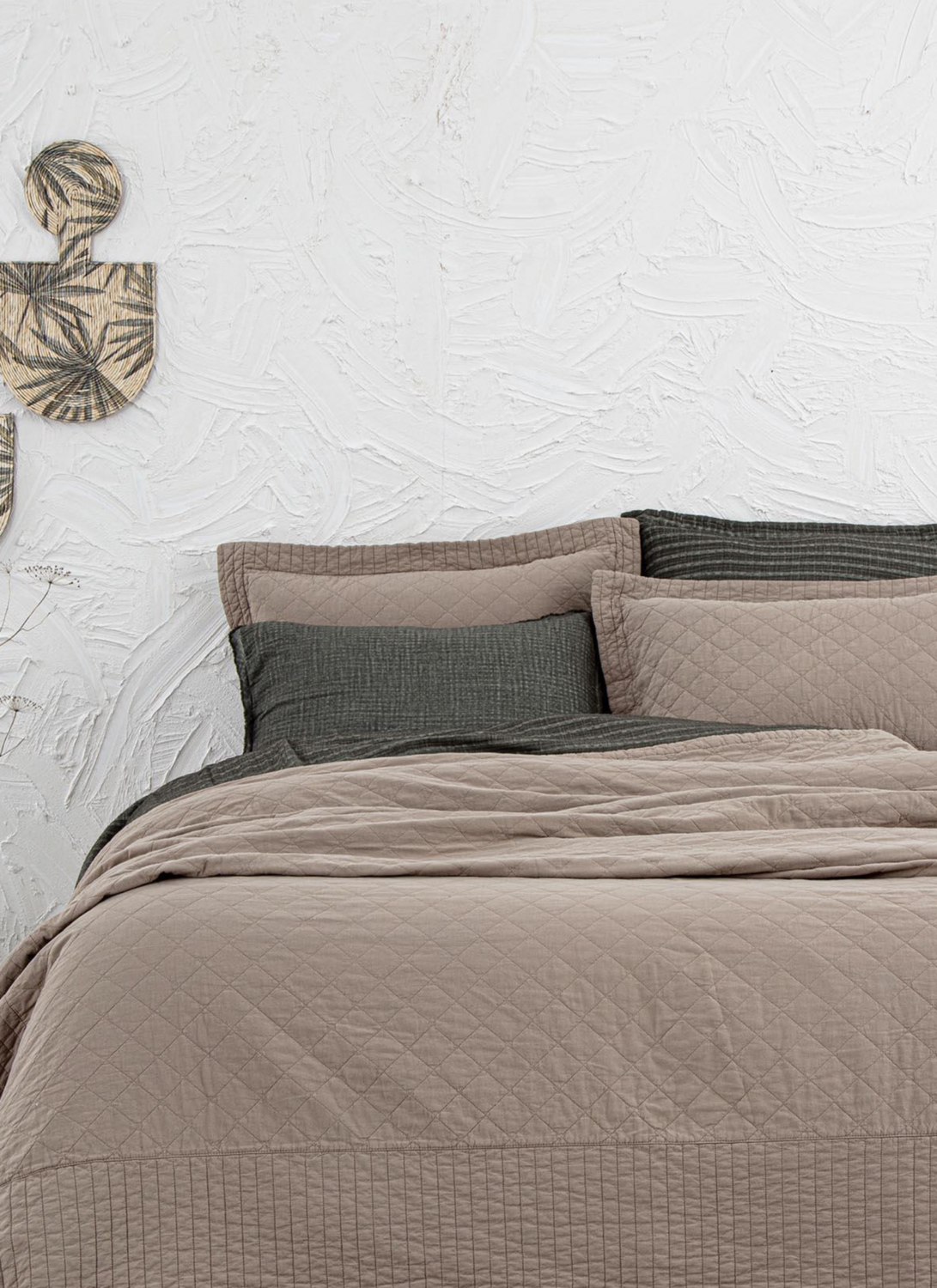 Ecocotton Reha Two Person Bedspread Set 100% Cotton Beige 240X260 Cm