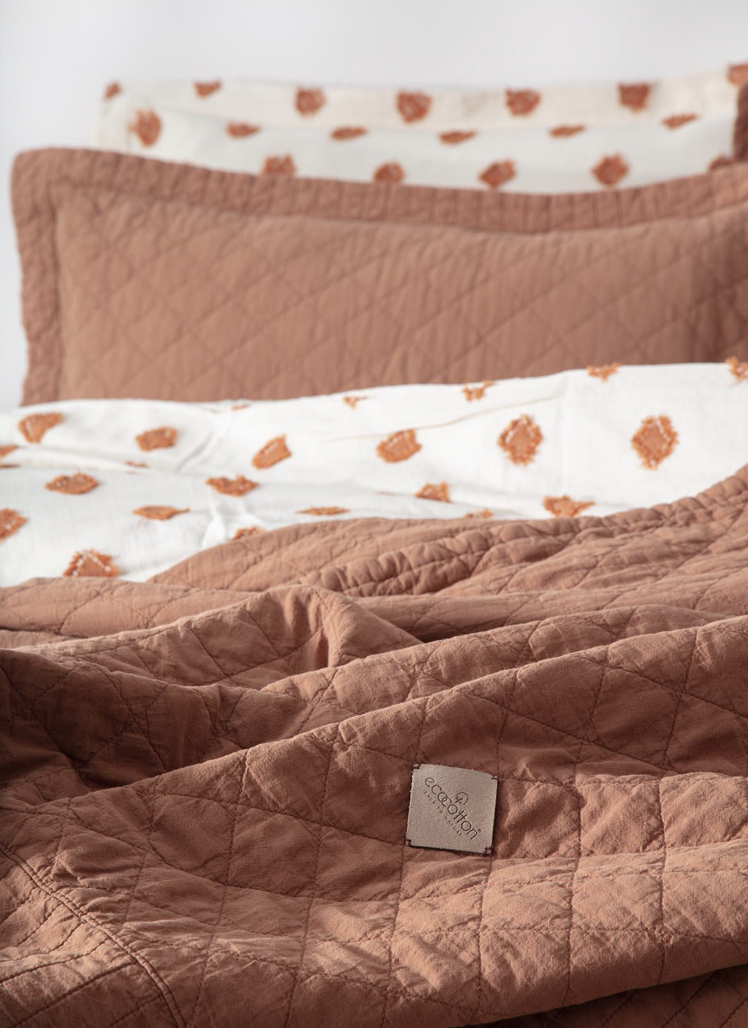 Ecocotton Reha Two Person Bedspread Set 100% Cotton Terra 240x260 cm