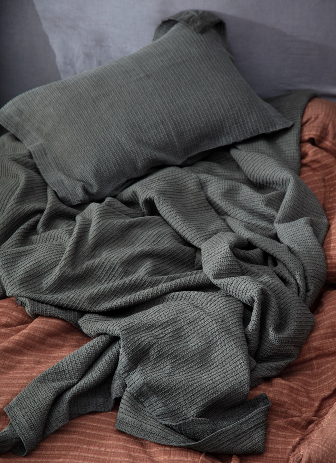 Ecocotton Sara Two Person Bedspread 100% Organic Cotton Pique Green 220x240 Cm