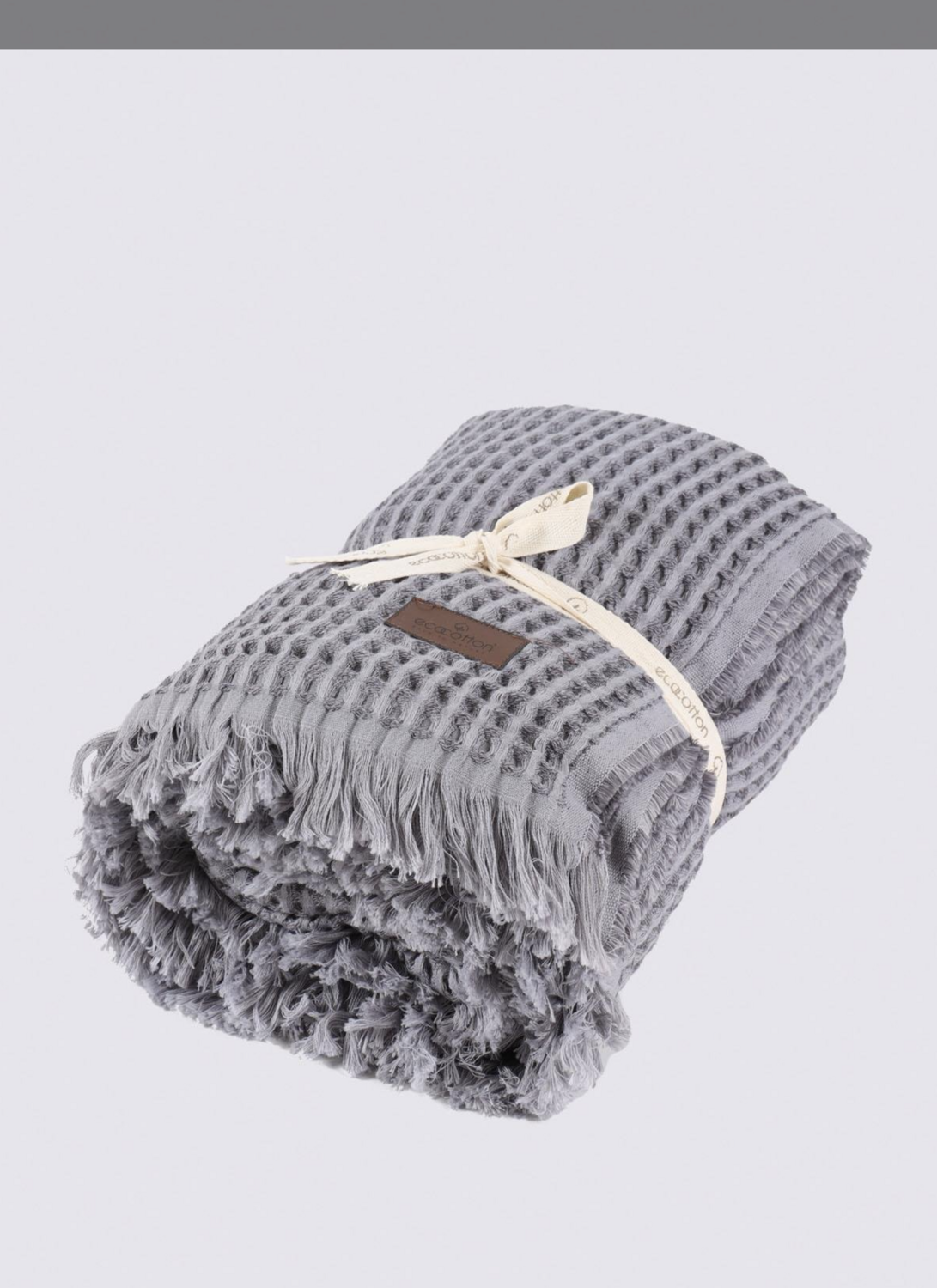 Ecocotton Seren Two Person Pique Cover 100% Organic Cotton Melange Anthracite 220x240 Cm