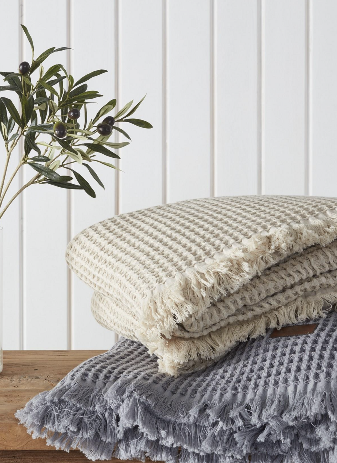 Ecocotton Seren Two Person Pique Cover 100% Organic Cotton Melange Anthracite 220x240 Cm