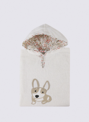 Ecocotton Dagi 4 Piece Baby Boy Poncho Set 100% Organic Cotton Embroidered Cream 1-4 Years