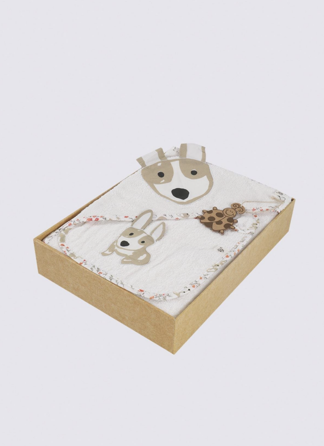 Ecocotton Dagi 4 Piece Baby Boy Poncho Set 100% Organic Cotton Embroidered Cream 1-4 Years