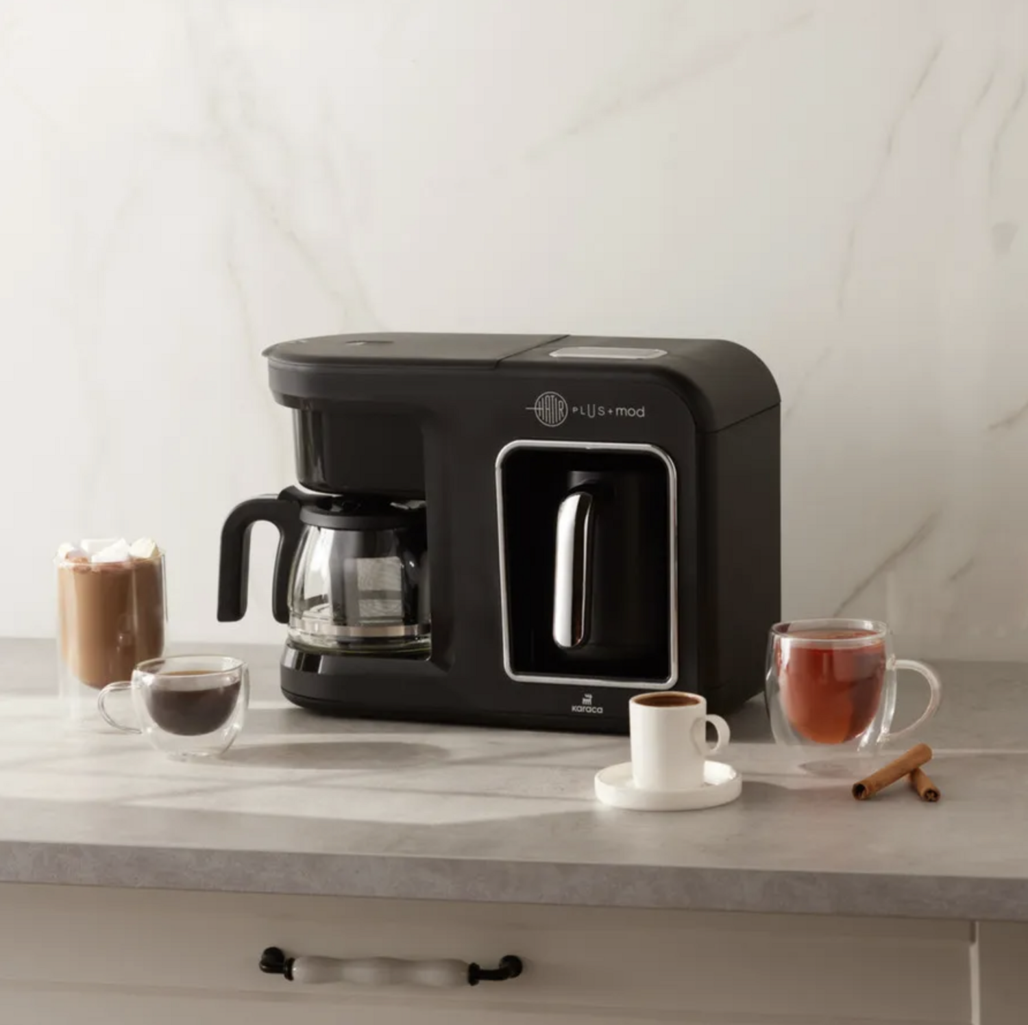 Karaca Hatır Plus Mod 5 in 1 Tea and Coffee Maker 1385W Black