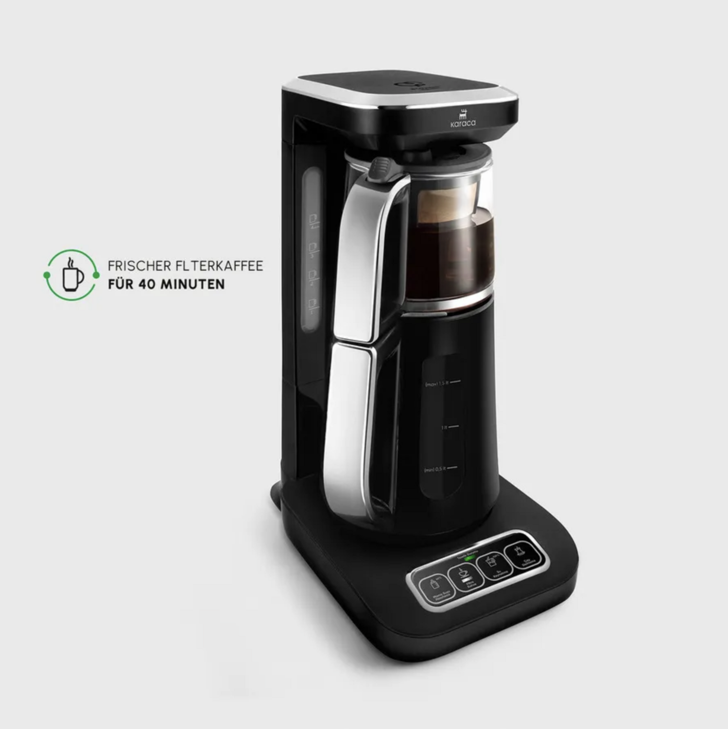 Karaca Caysever Robotea Pro 4 in 1 Talking Automatic Tea Maker Kettle and Filter Coffee Maker 2500W Black