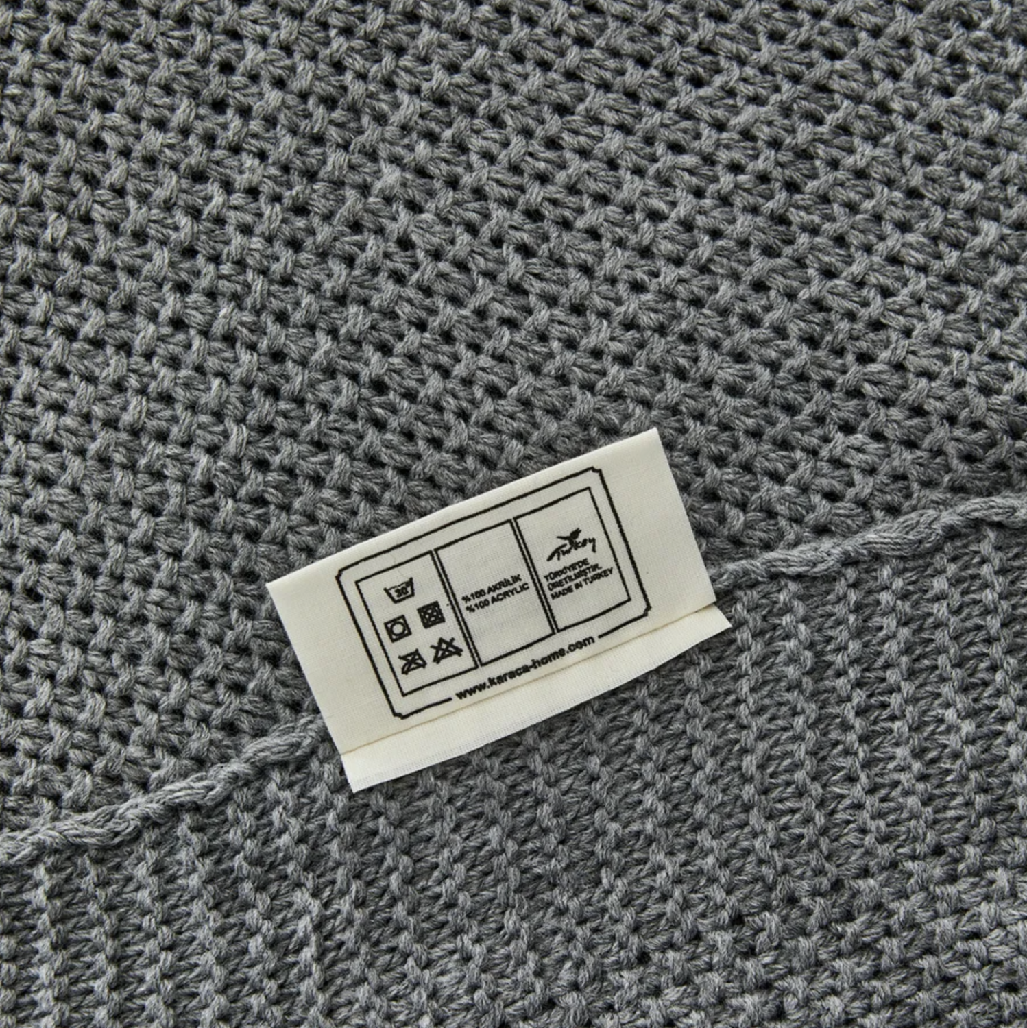 Karaca Home Light Grey Double Seed Stitch Throw Oeko-Tex Certified (130x170 Cm) Oeko-Tex Certified