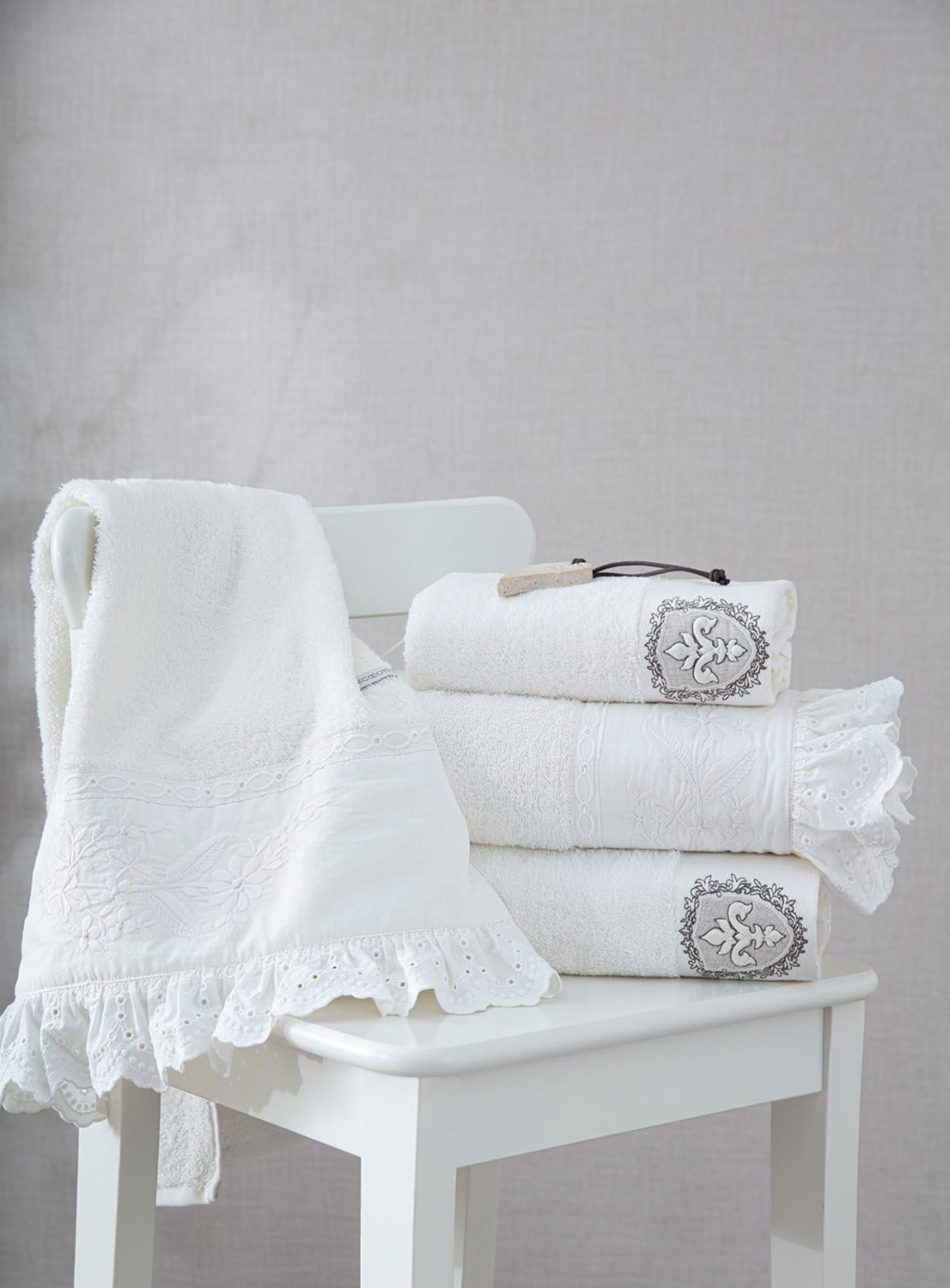 Ecocotton Elsa Family Bathrobe 100% Organic Embroidered Cotton Cream/Cream - M/L