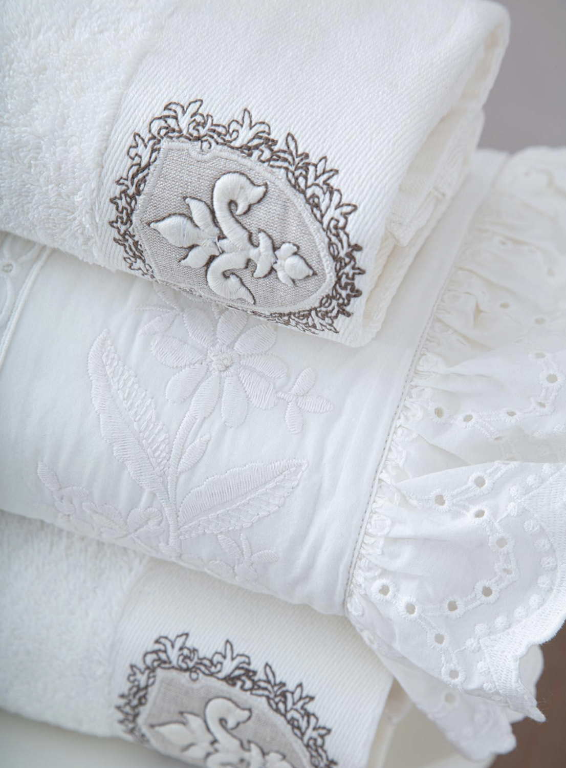 Ecocotton Elsa Family Bathrobe 100% Organic Embroidered Cotton Cream/Cream - M/L