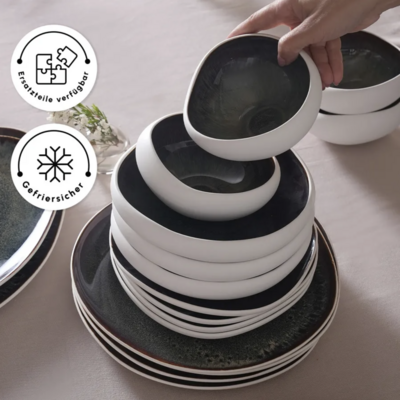 Service De Vaisselle 59 Pièces Karaca Streamline Galactic - Grès Noir Pour 12 Personnes