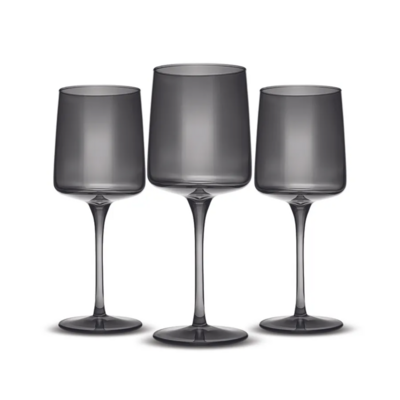 Karaca Anthracite Wine Glass Set, 3 piece