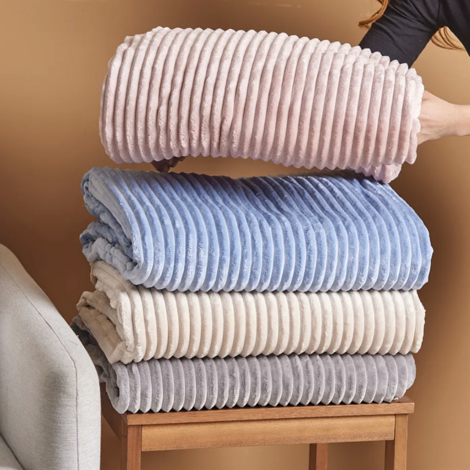 Karaca Ruby Stripe Wellsoft Deken, Grijs