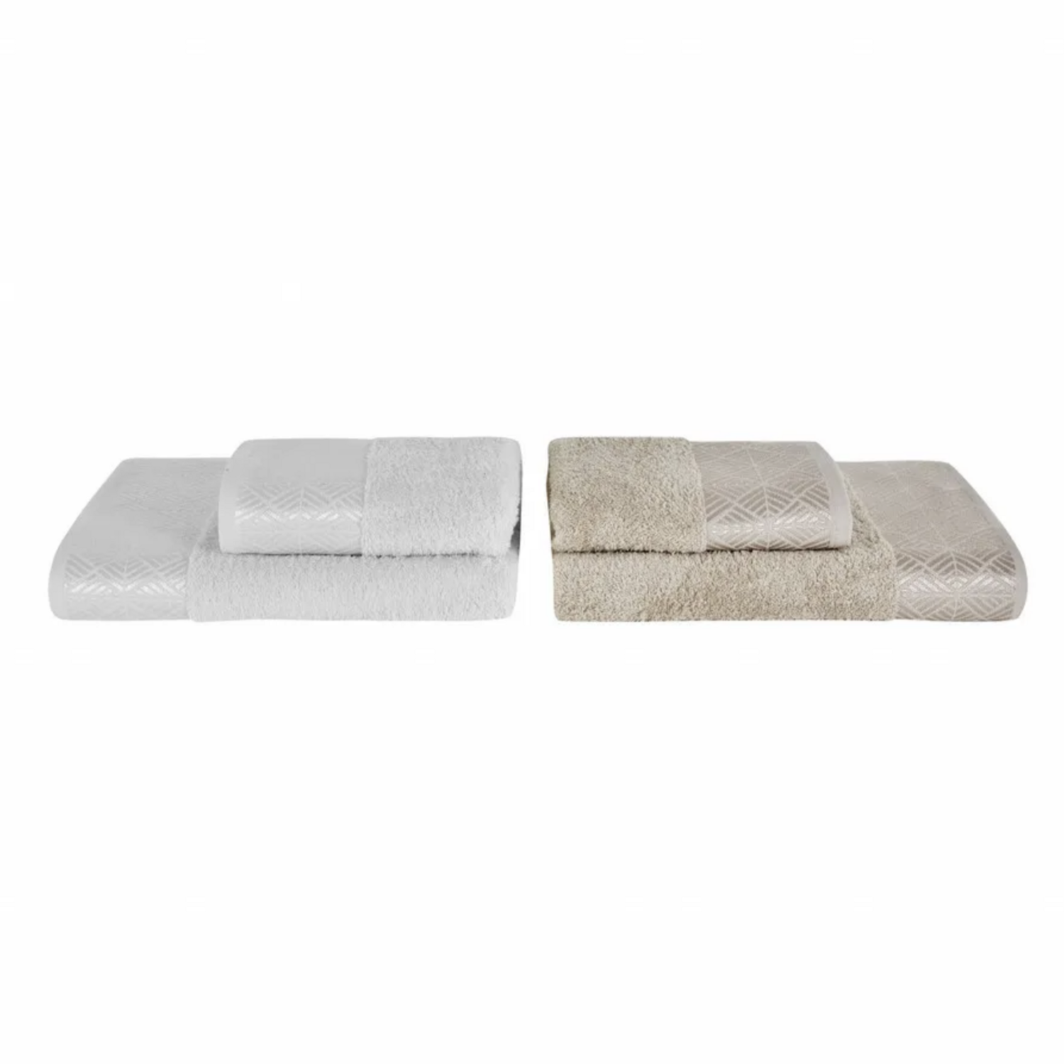 Karaca Home Luica Bath/Head Towel Bath Set, 4 Piece, Offwhite Beige
