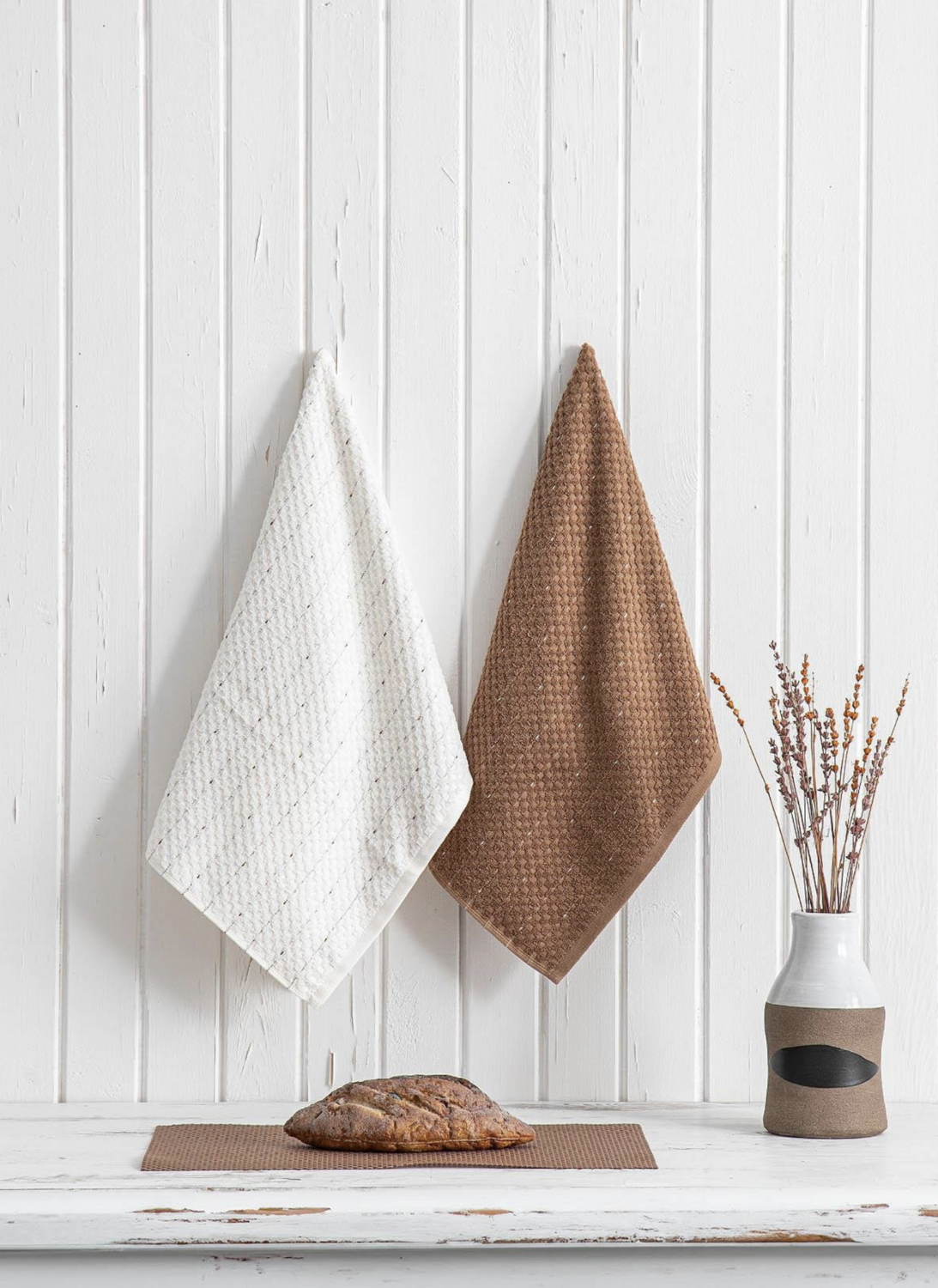 Green Black Parla 2-Delige Keukenhanddoek 100% Crème-Bruin 50X70cm Green Black Parla 2-Delige Keukenhanddoek 100% Crème-Bruin 50X70cm