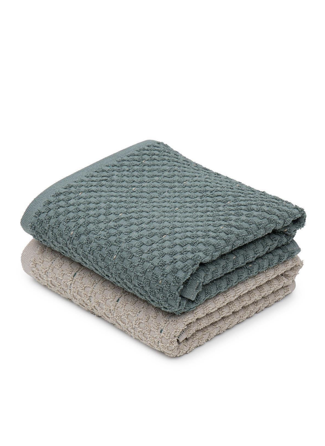 Green Black Parla 2 Piece Kitchen Towel 100% Cotton Beige-Green 50X70 Cm