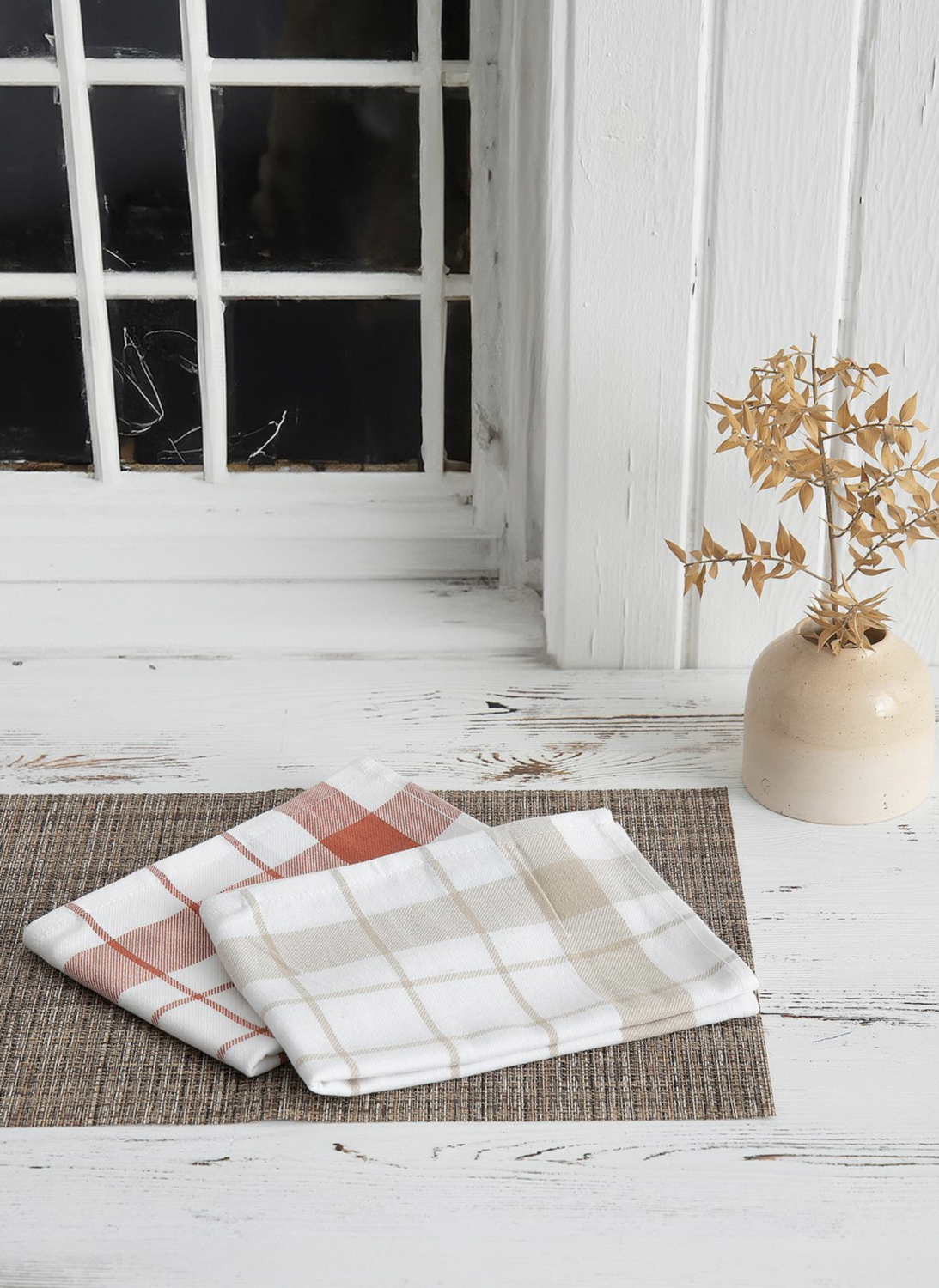 Green Black Esila 2-Piece Drying Cloth 100% Cotton Special Woven Beige-Terra 45X65 Cm