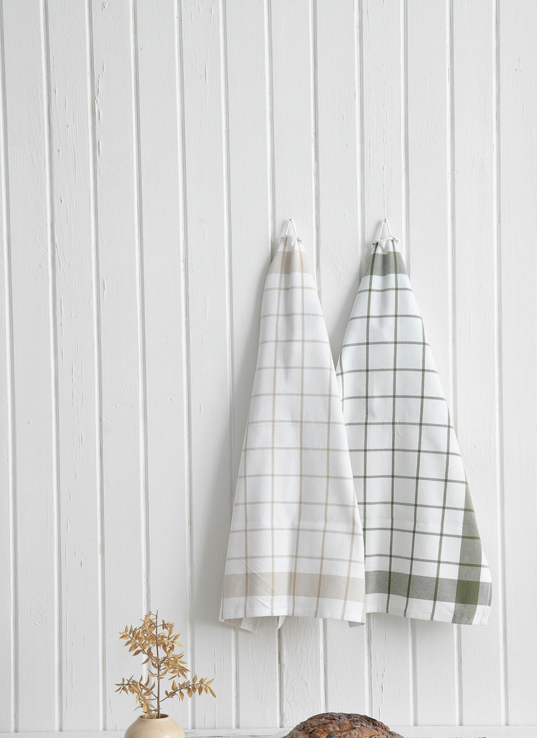 Green Black Esila 2-Piece Drying Cloth 100% Cotton Special Woven Beige-Green 45X65 Cm